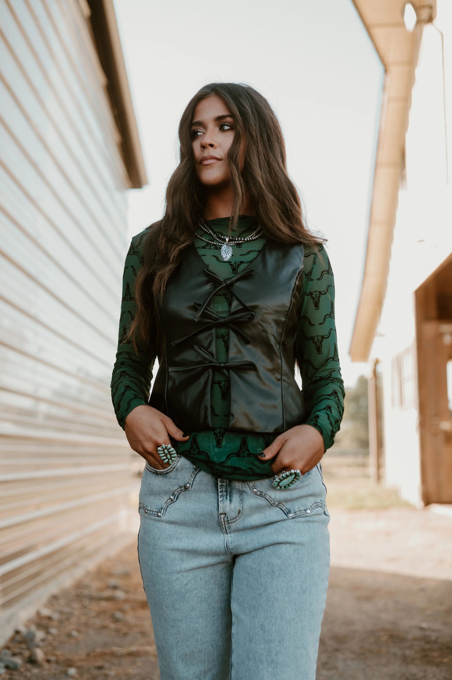 Front Tie Leather Vest