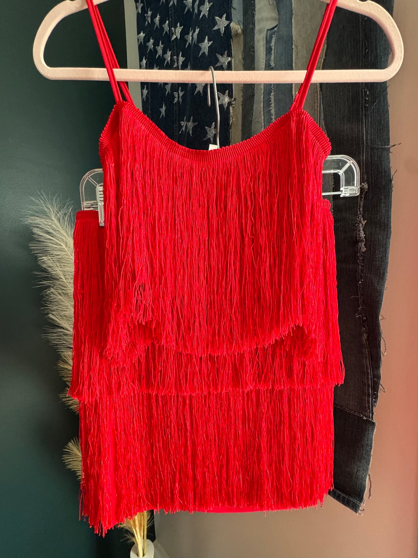 Fringe Mini Skirt and Top Set