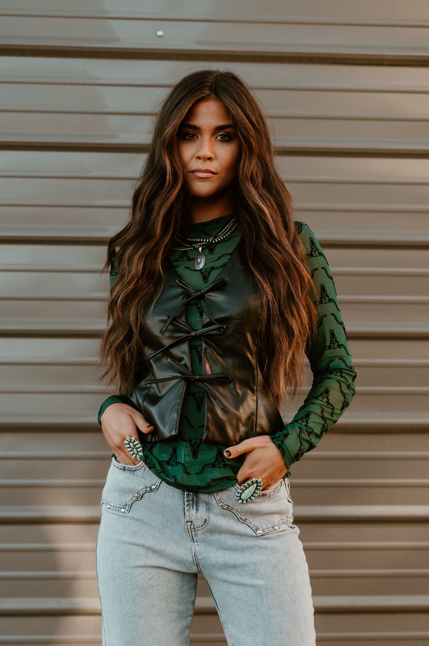 Front Tie Leather Vest