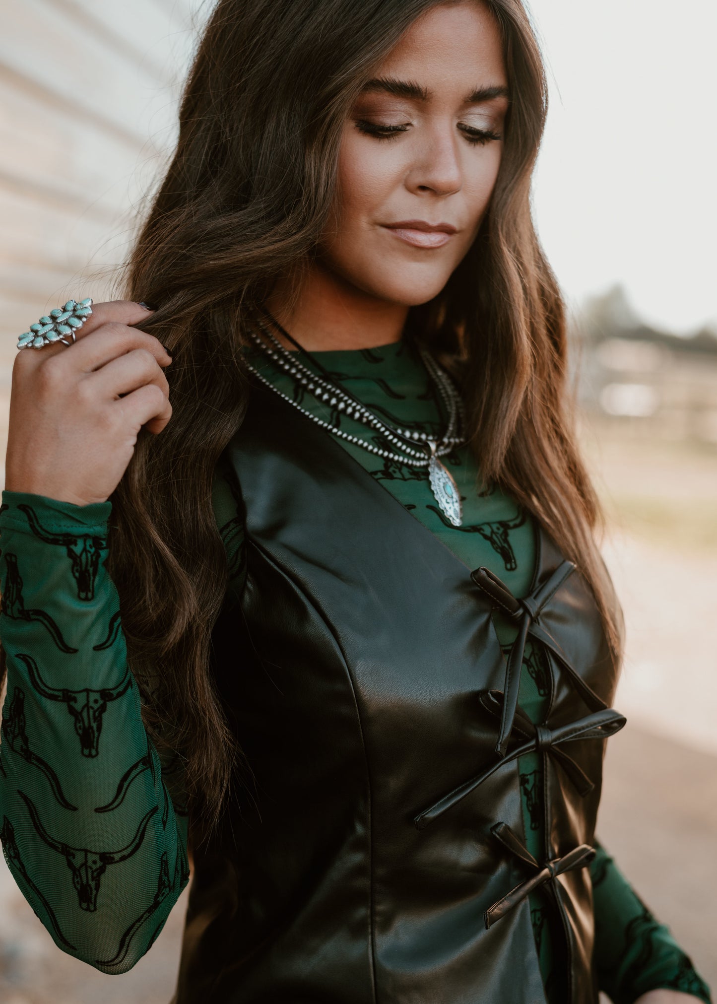 Front Tie Leather Vest