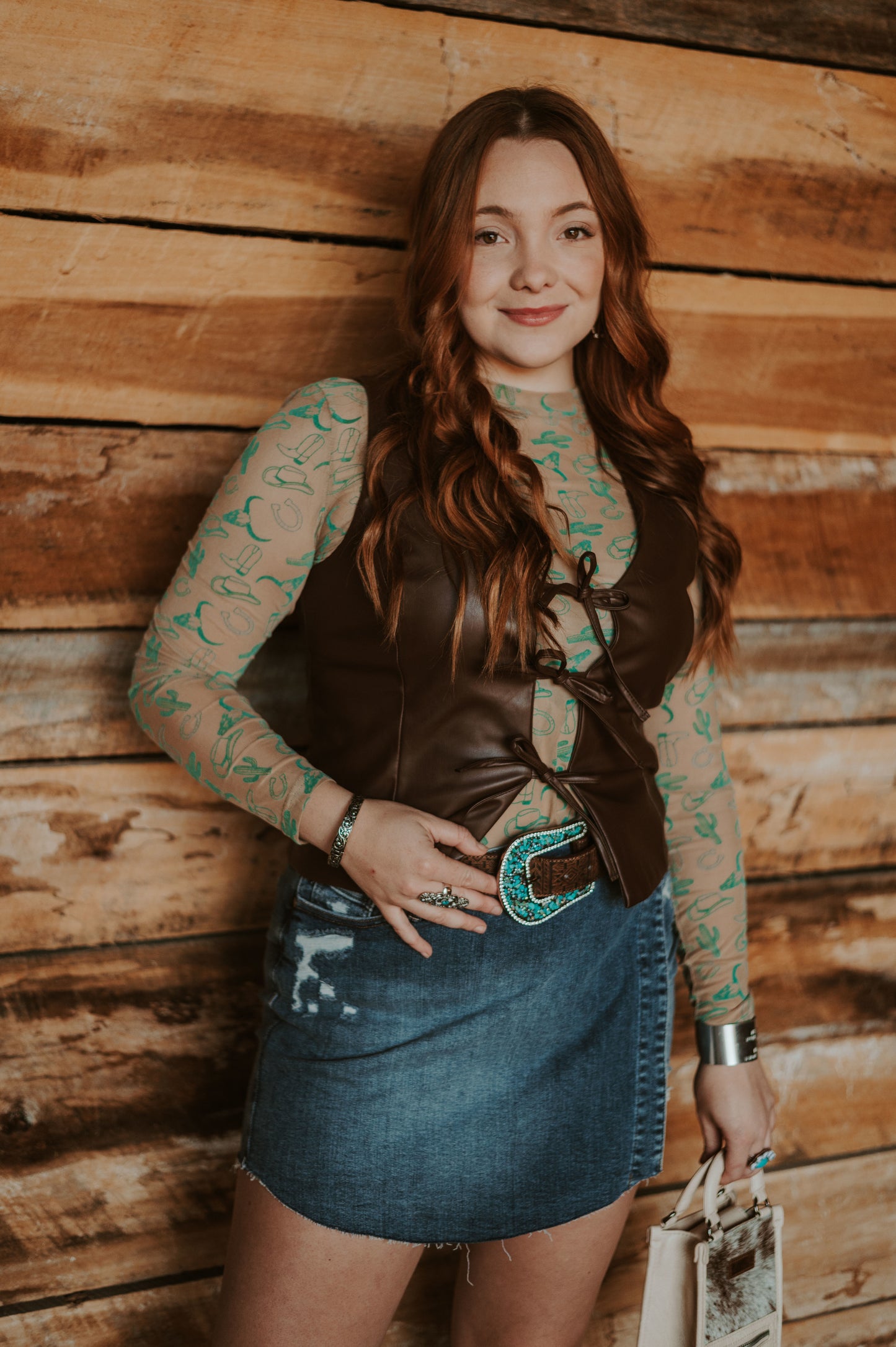 Front Tie Leather Vest