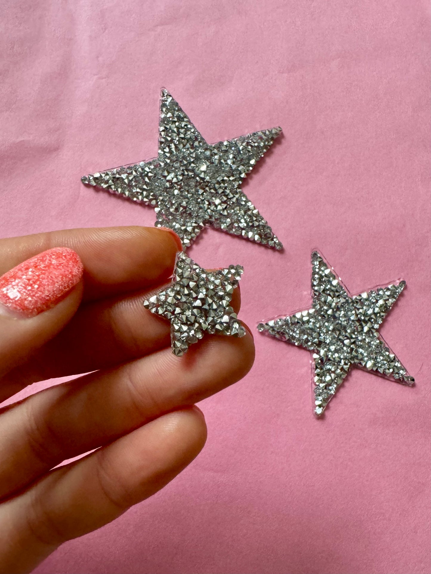 Silver Rhinestone Star Patch