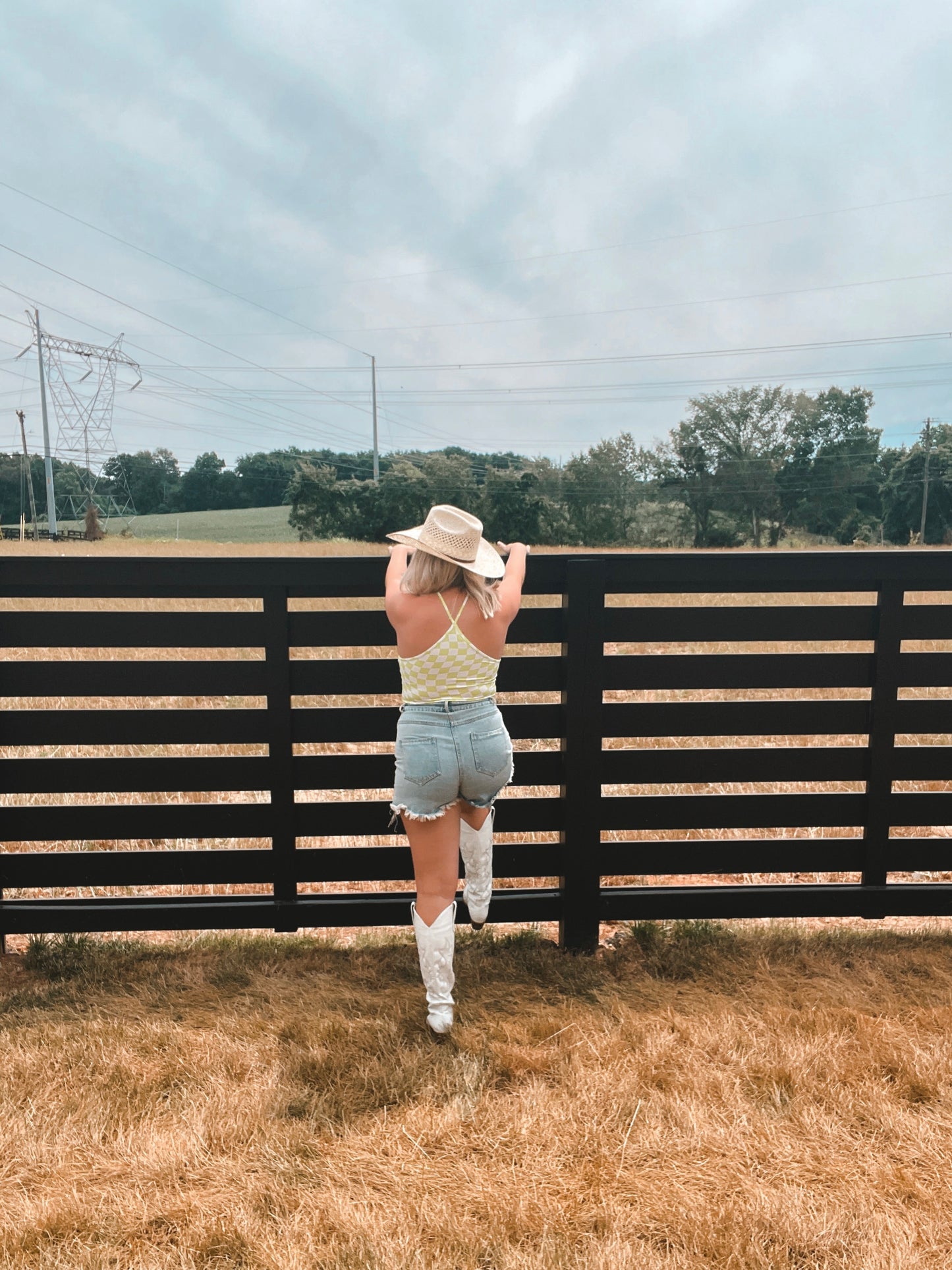 Lime Checkered Halter Top